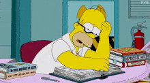 Homer feeling anxious while studying
